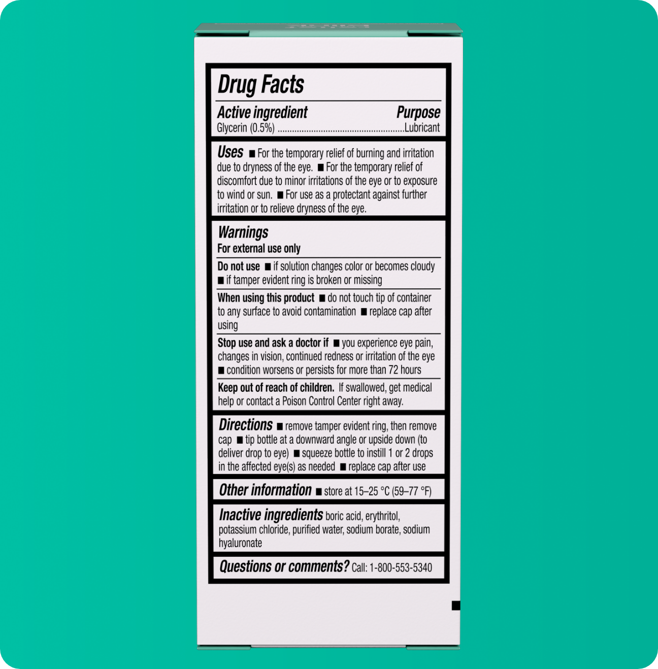 Blink Boost package with product drug facts