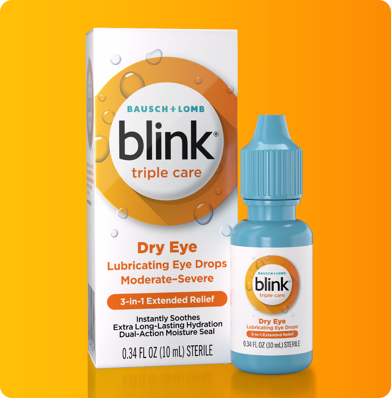 Blink Triple Care Lubricating Eye Drops bottle and carton